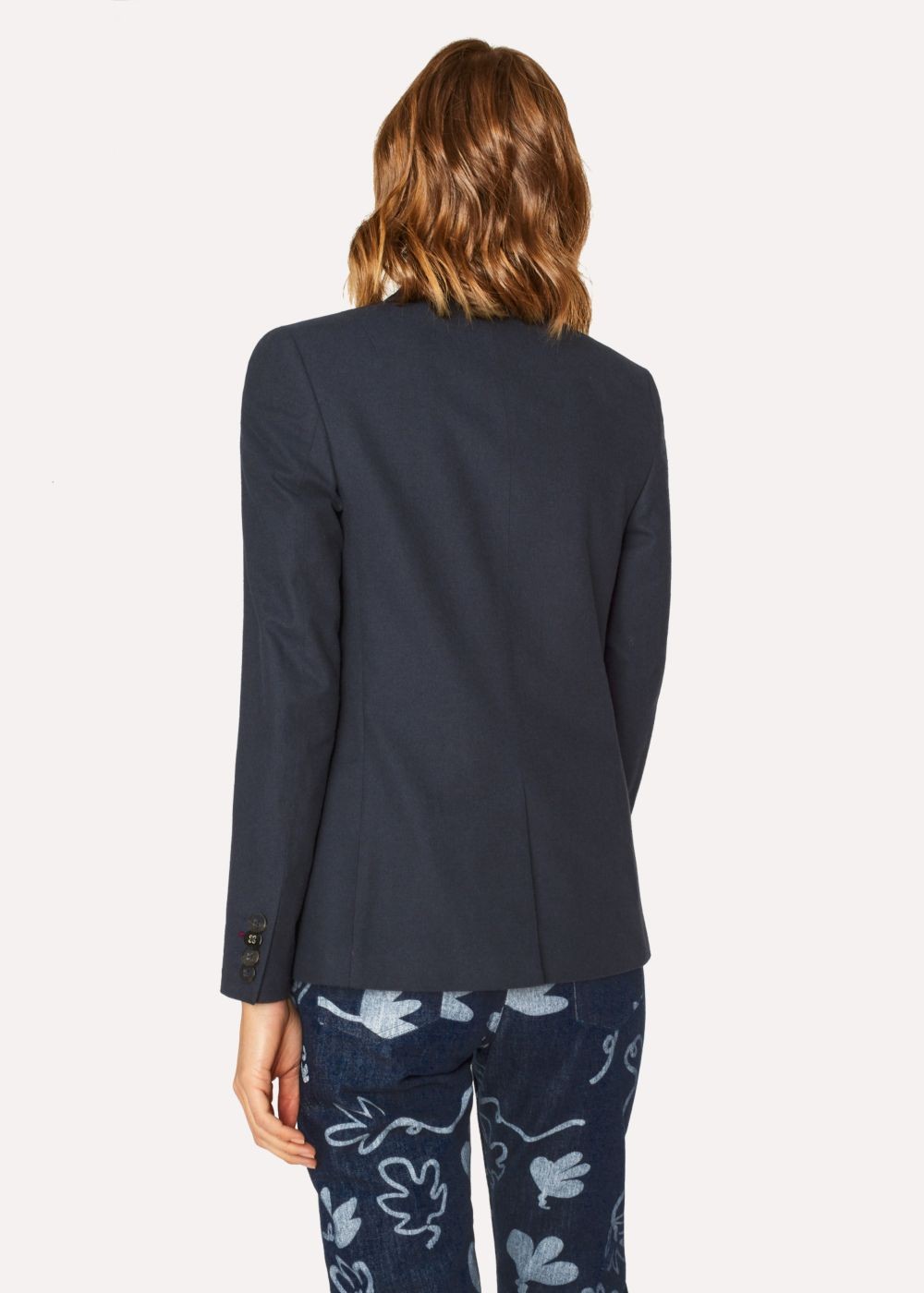 Paul Smith Women's Navy Cotton-Blend Flannel Blazer Clothing