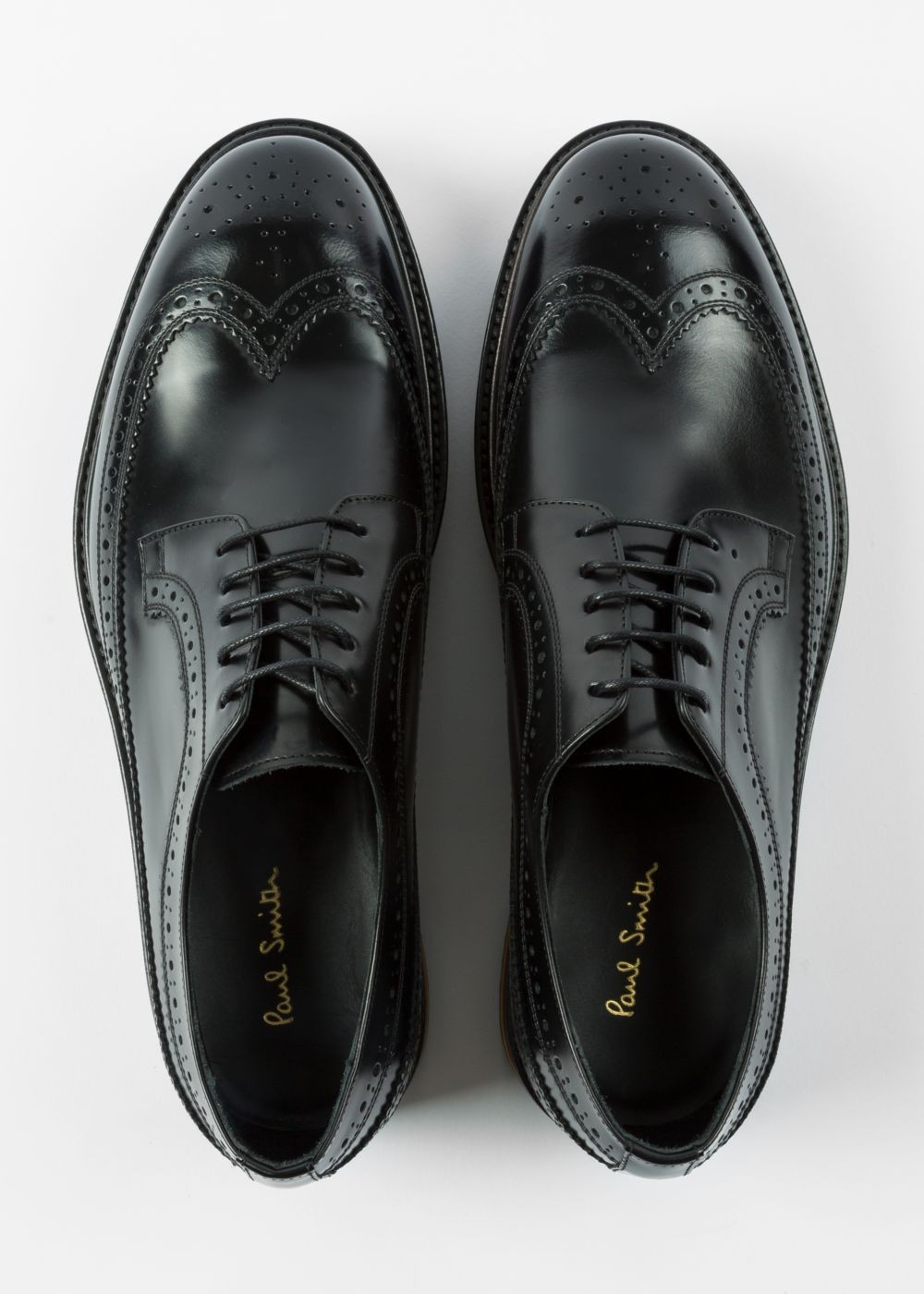 Paul Smith Mens's Black Leather 'grand' Brogues With Striped Soles Trainers