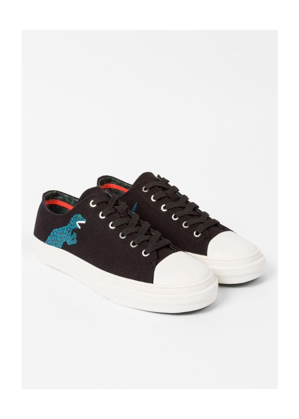 Paul Smith Women's Black Canvas 'kinsey' Sneakers With Dino Print