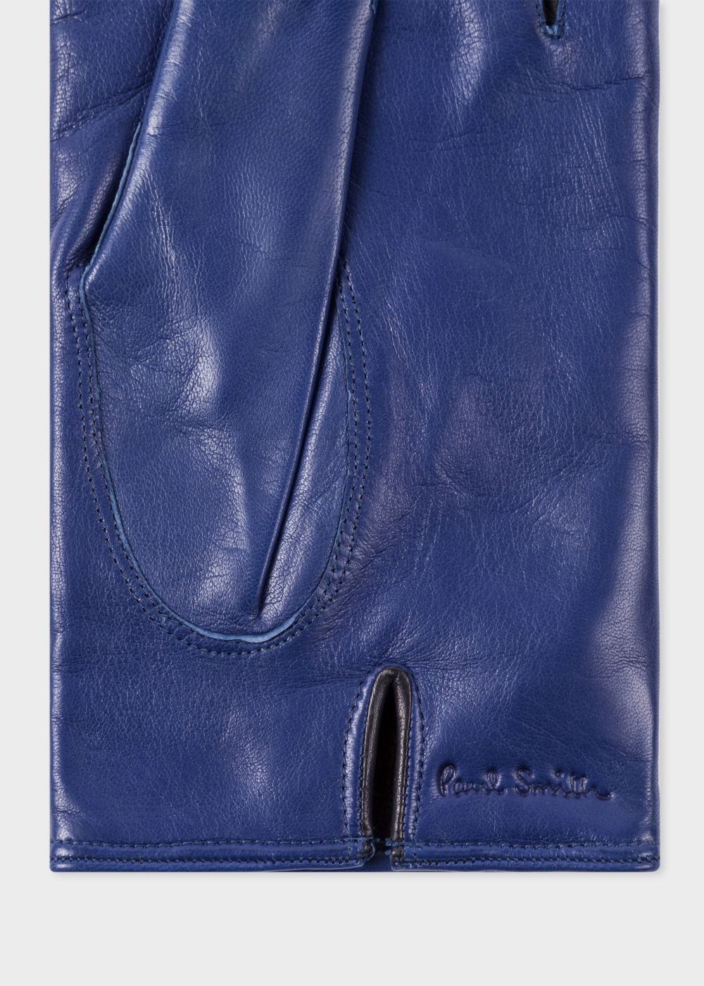 Paul Smith Mens's Cobalt Blue Leather Concertina Gloves