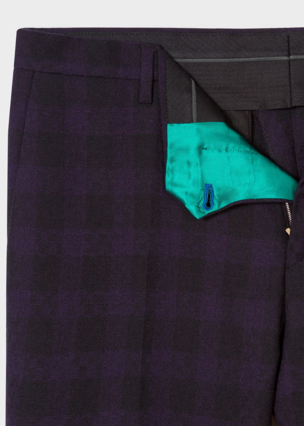 Paul Smith Men's Slim-Fit Purple And Black Jacquard Check Pants