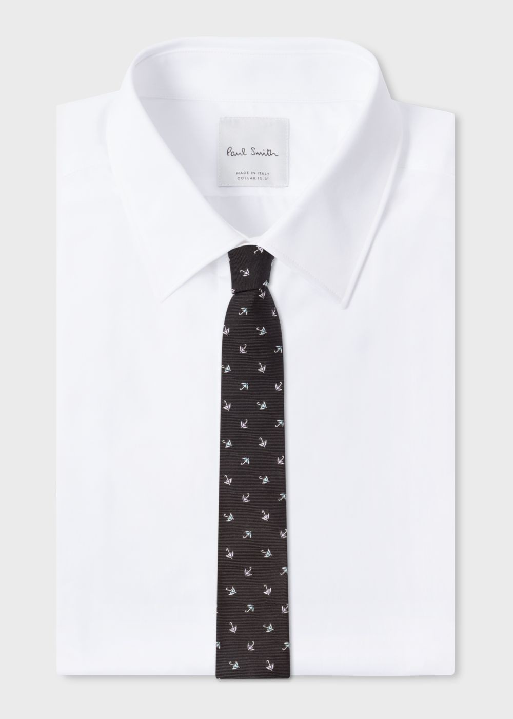 Paul Smith Men's Black 'umbrella' Motif Narrow Silk Tie