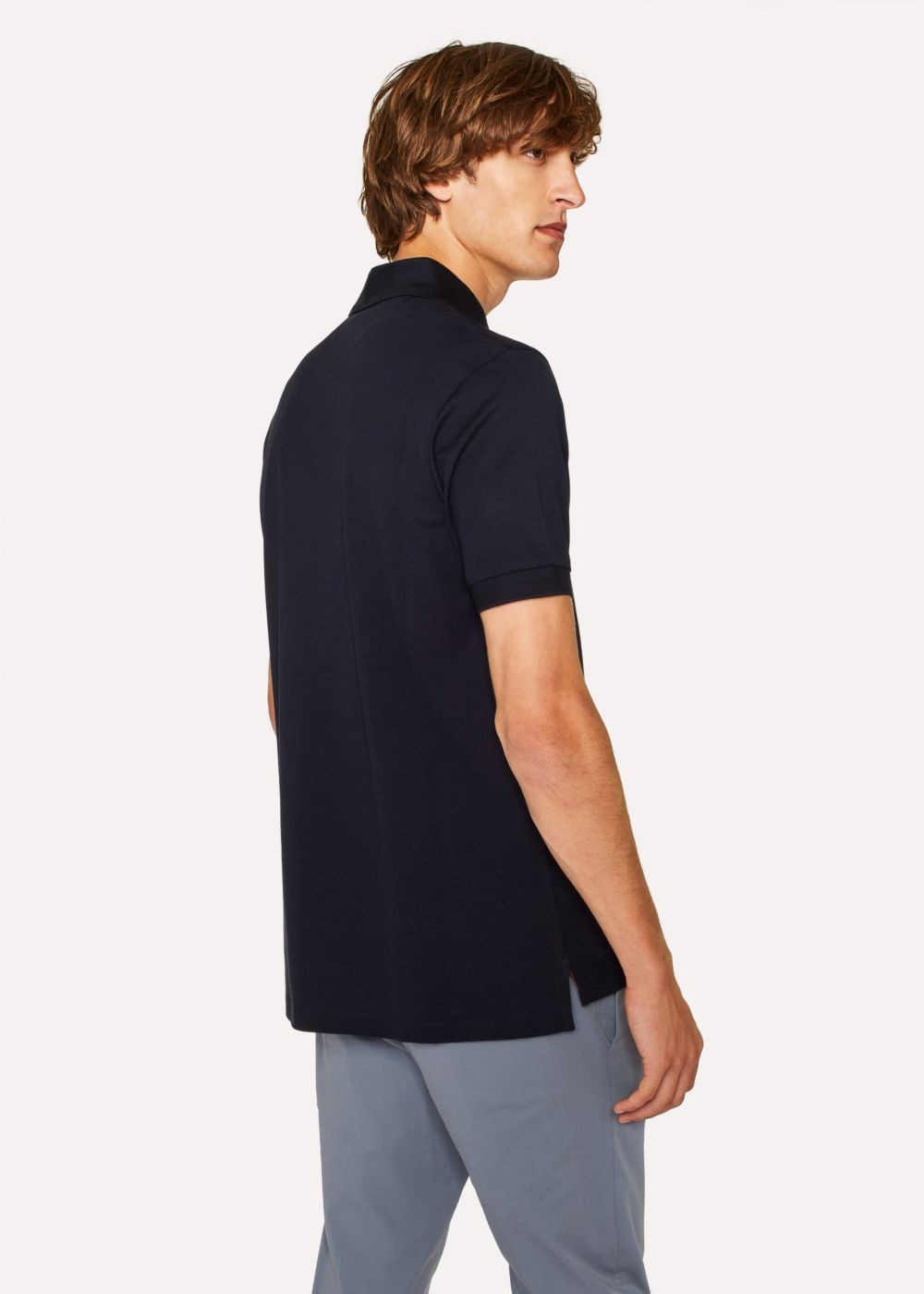 Paul Smith Mens's Slim-Fit Dark Navy Cotton-Piqué Polo Shirts With 'artist Stripe' Pocket