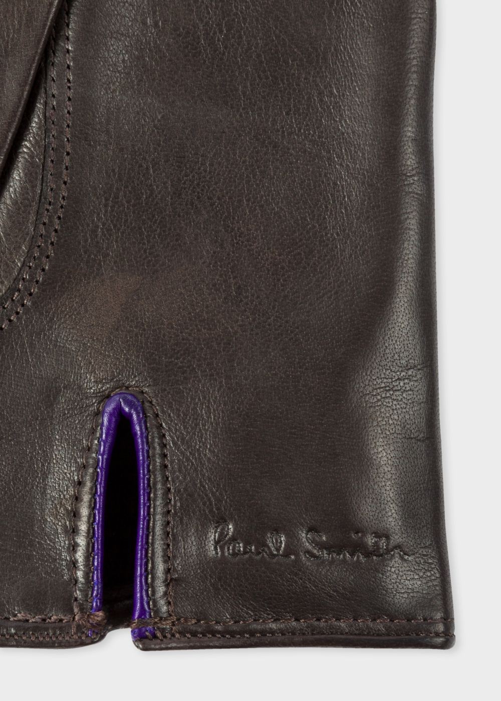 Paul Smith Men's Brown Leather Concertina Gloves
