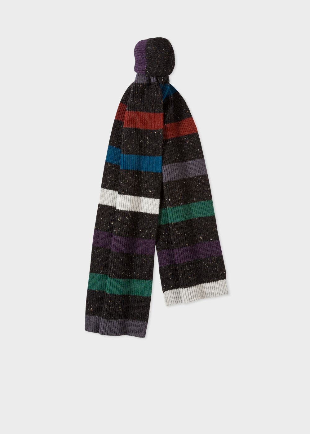 Paul Smith Men's Black Donegal Stripe Wool Scarf
