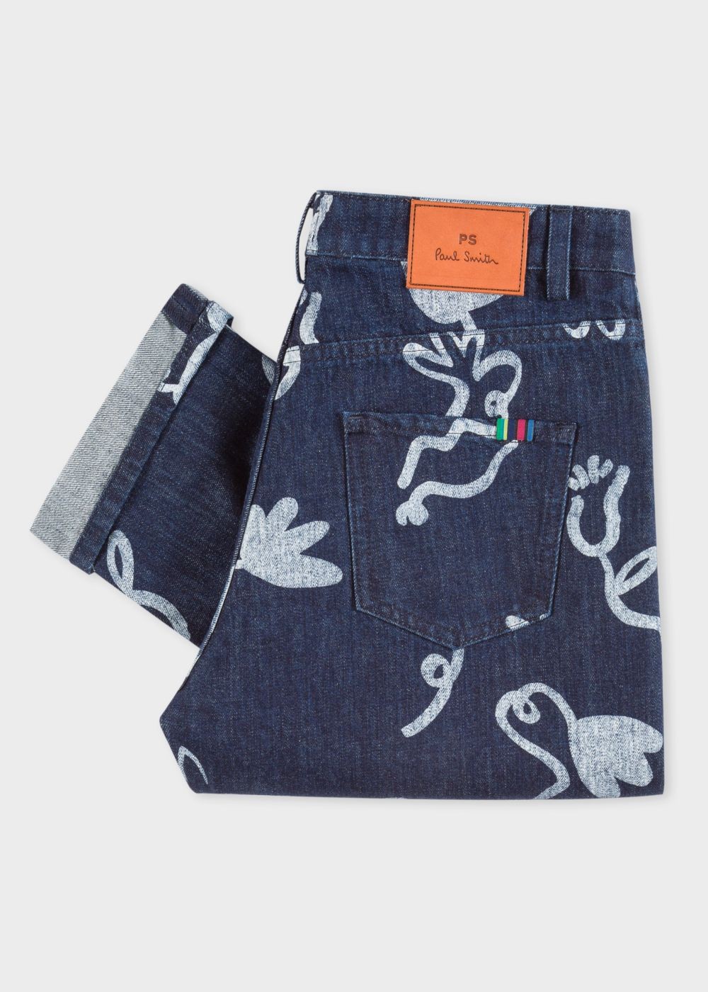 Paul Smith Lady's Indigo 'acapulco' Print Girlfriend-Fit Denim Jeans