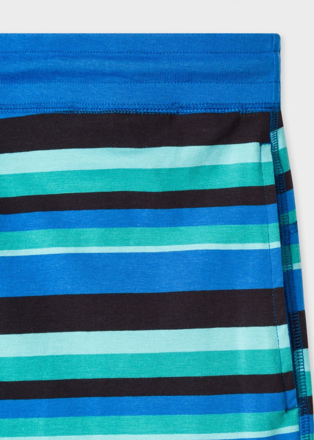 Paul Smith Men's Blue And Green Stripe Jersey Cotton Lounge Shorts