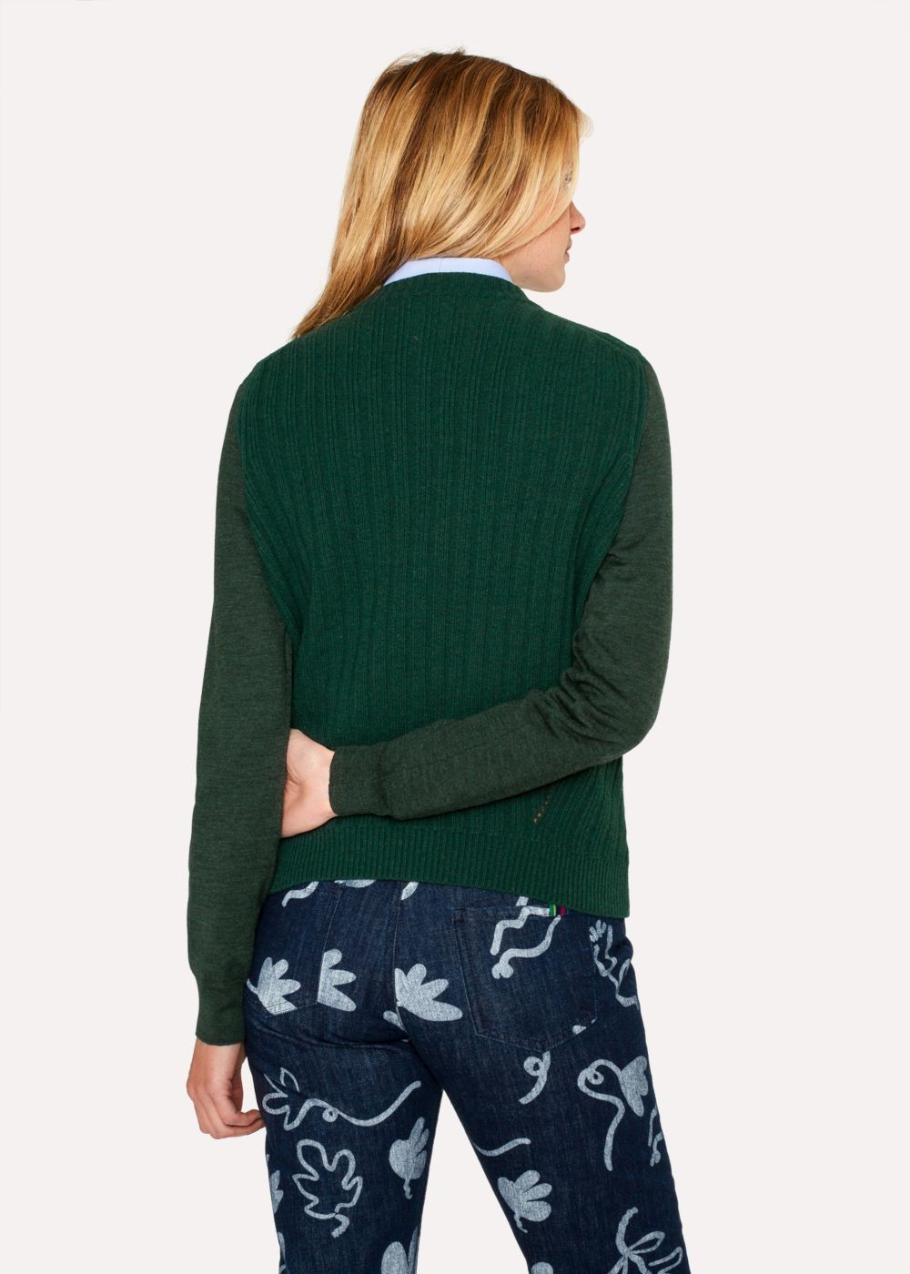 Paul Smith Womens's Dark Green Ribbed Wool-Blend Sweater