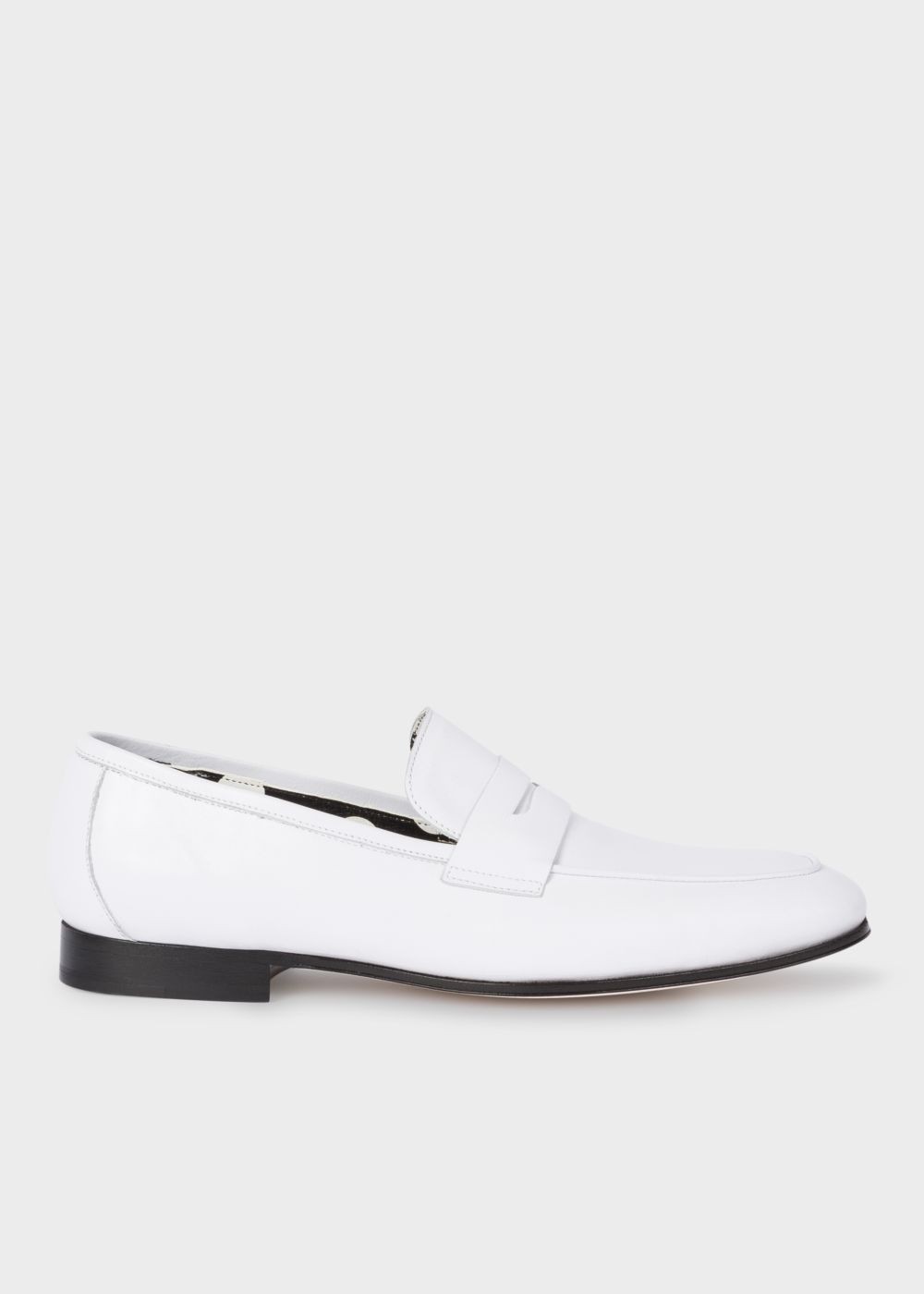 Paul Smith Men's White Leather 'glynn' Penny Loafers Sneakers