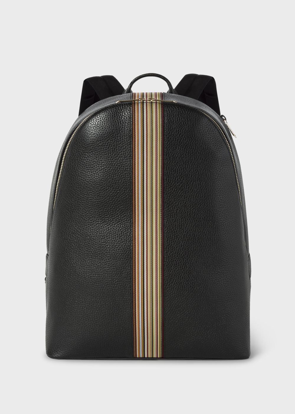 Paul Smith Men's Black Leather Signature Stripe Backpack