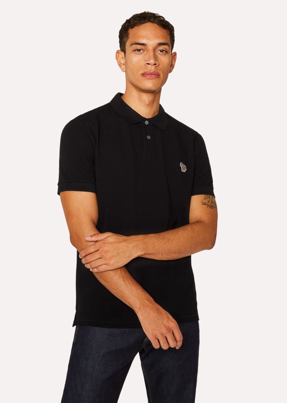 Paul Smith Men's Black Cotton-Piqué Zebra Logo Polo T-Shirts