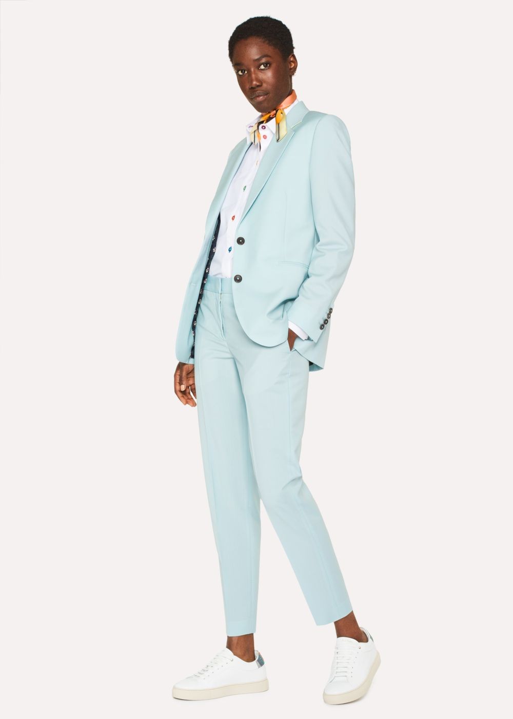 Paul Smith Lady's Classic-Fit Turquoise Wool-Mohair Pants