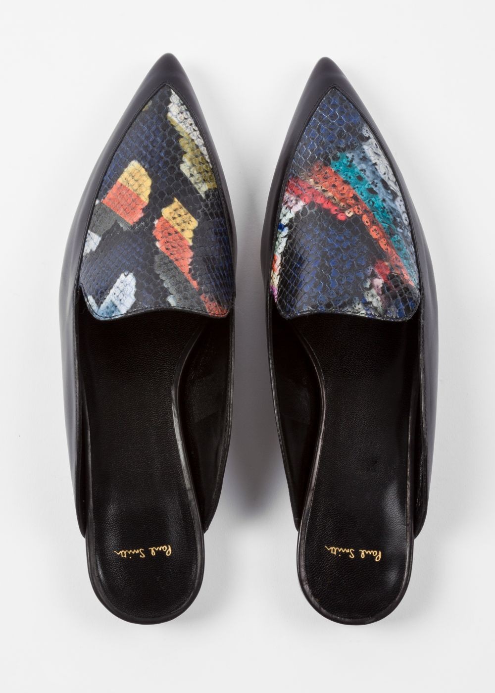 Paul Smith Women's Dark Navy 'celesta' Snake-Effect Leather Mules Shoe