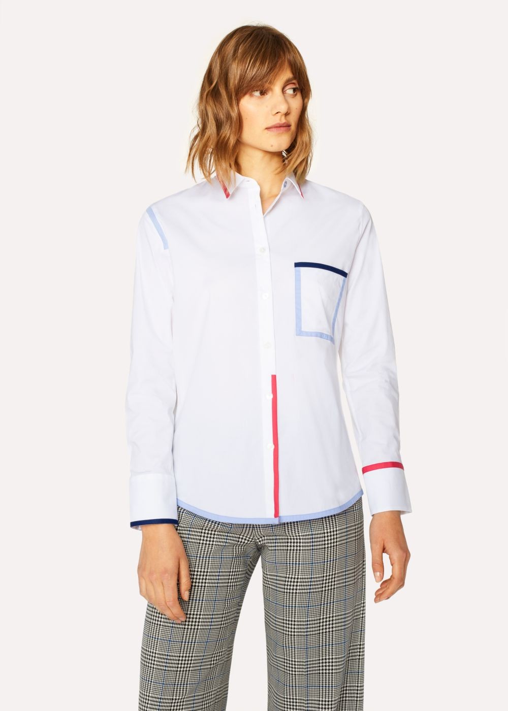 Paul Smith Women's White Stretch-Cotton T-Shirt With Contrast Details