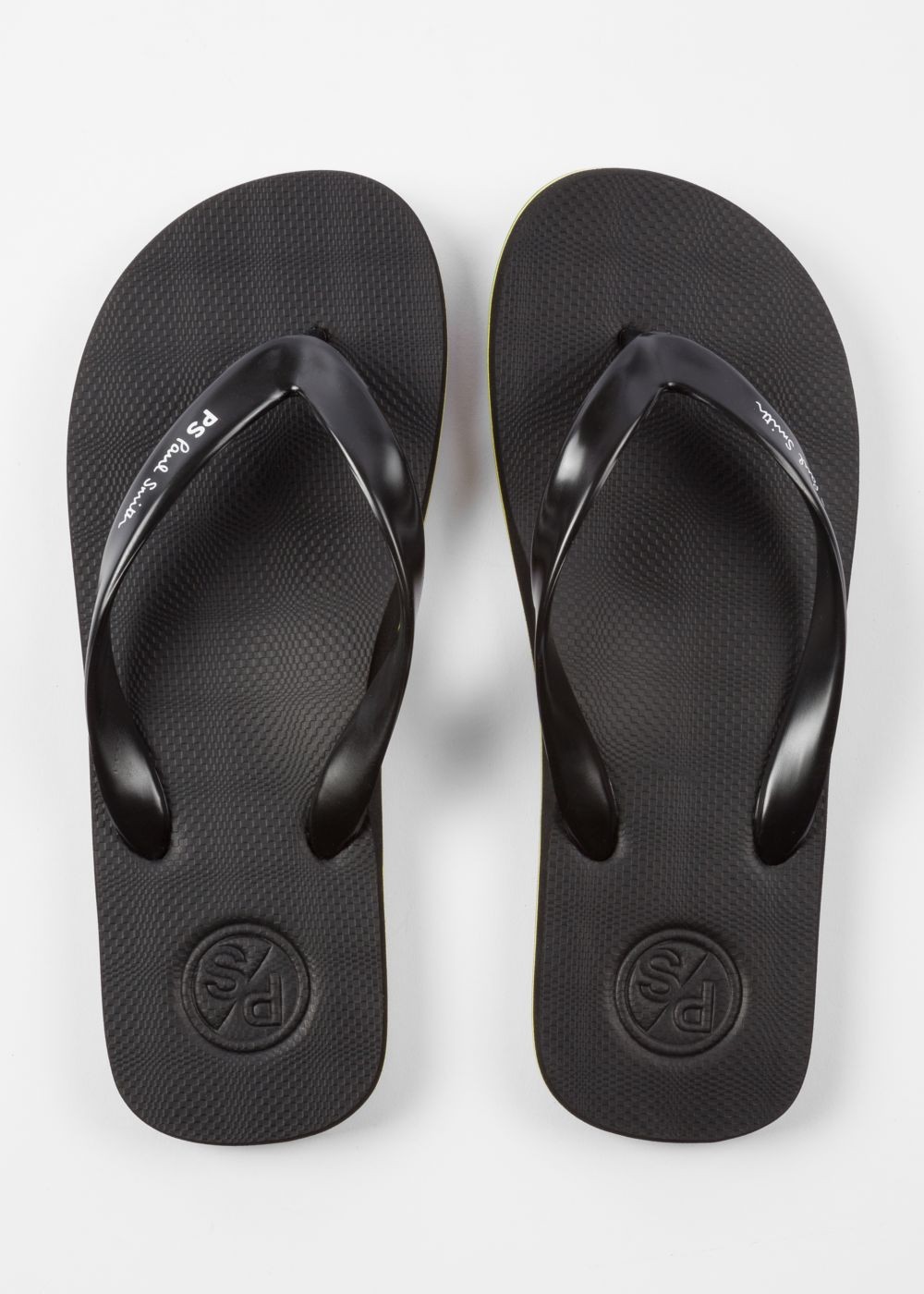 Paul Smith Men's Black 'dale' Flip Flops With Multi-Coloured Edge