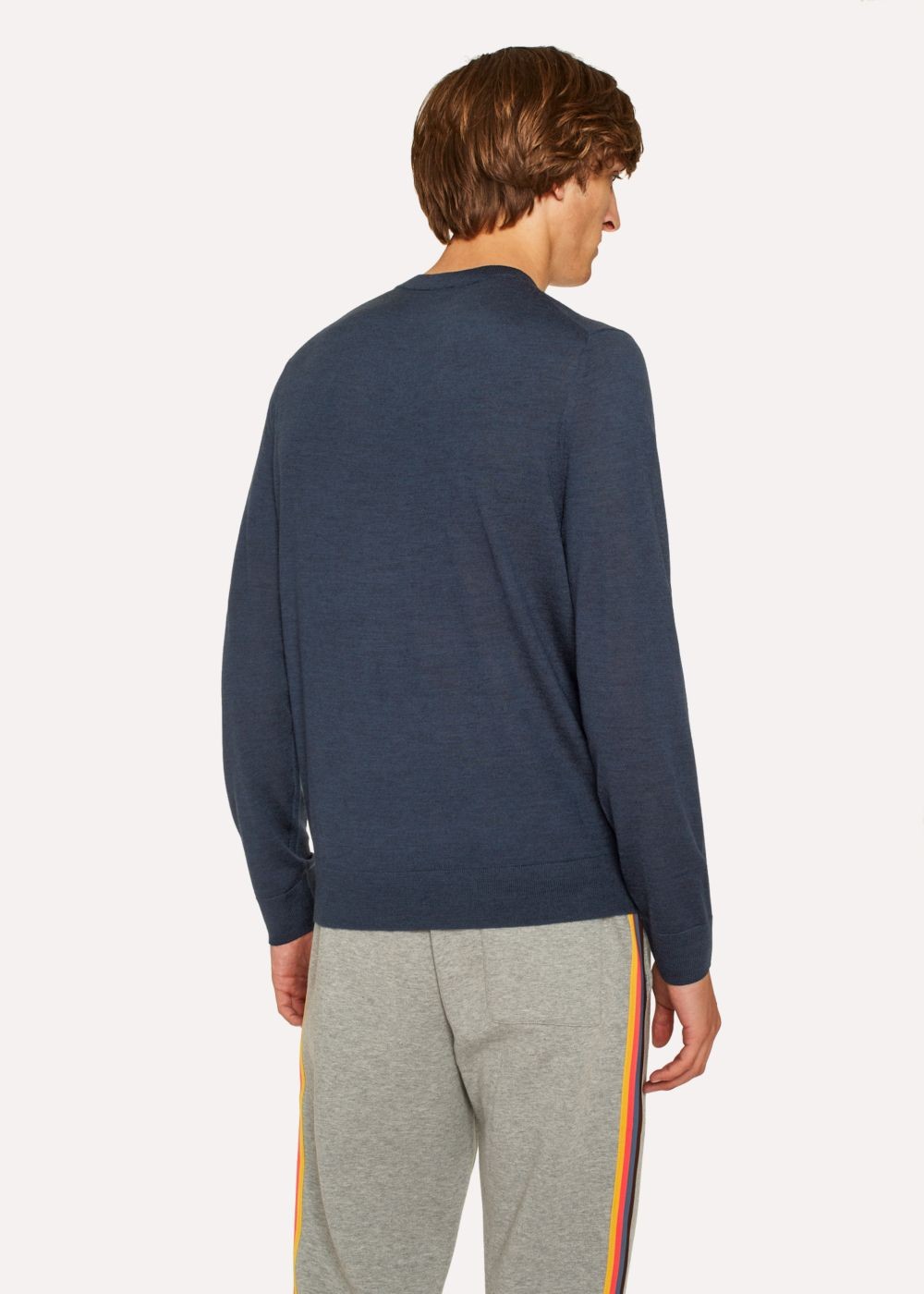 Paul Smith Men's Slate Blue Crew-Neck Merino Wool Sweater