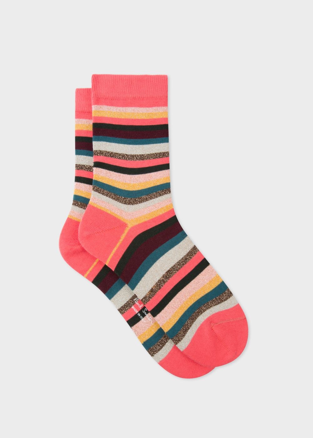 Paul Smith Womens's Pink And Glitter 'artist Stripe' Socks