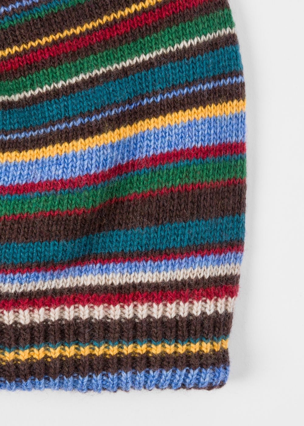 Paul Smith Mens's Signature Stripe Wool-Cashmere Beanie Hats
