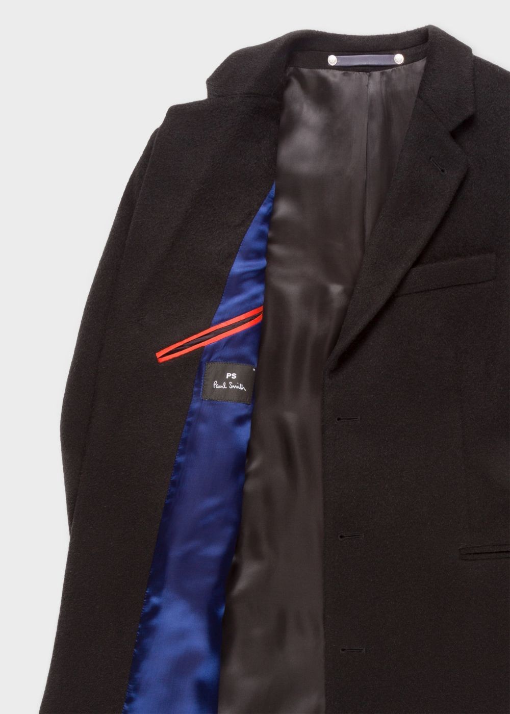 Paul Smith Men's Black Alpaca-Wool Blend Overcoat