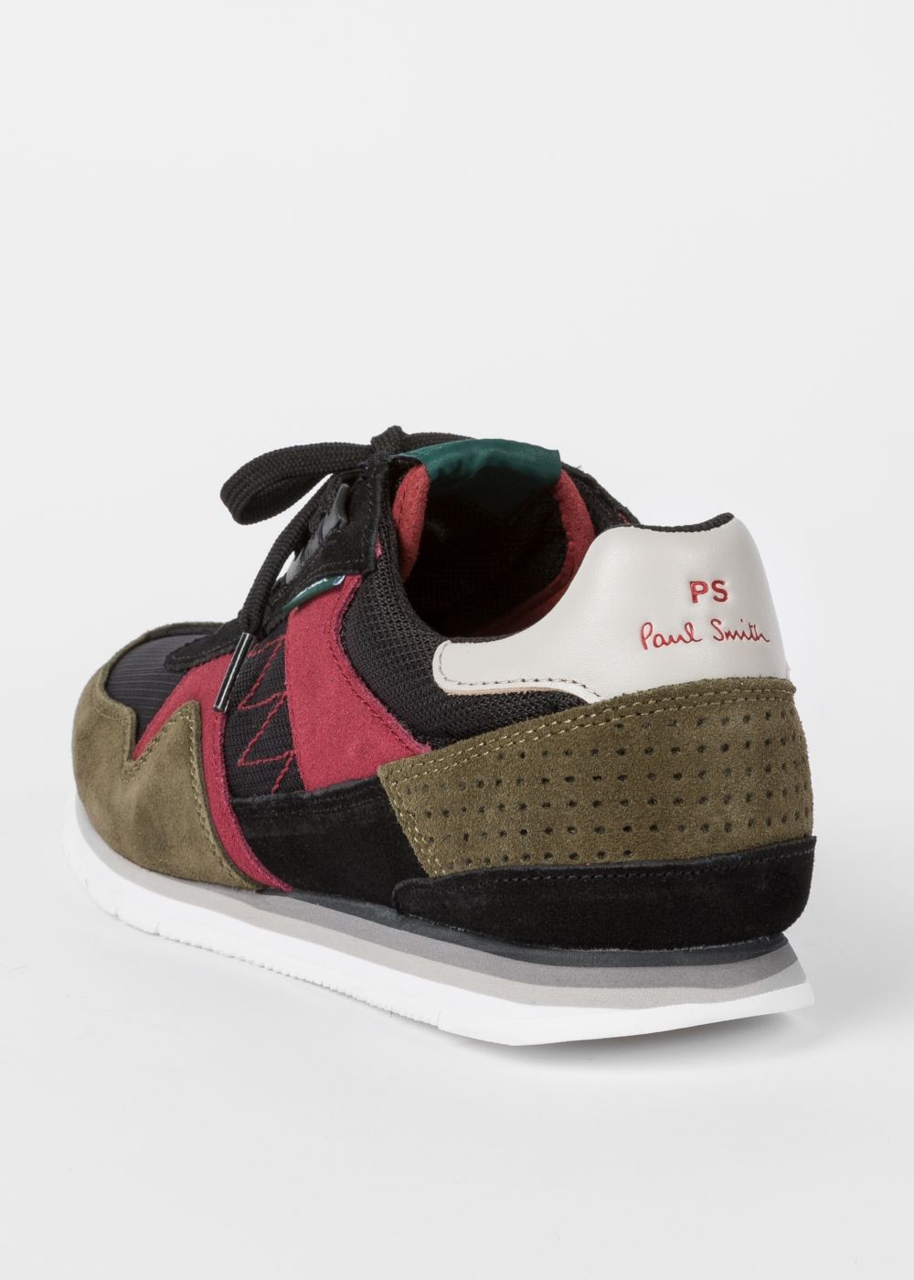 Paul Smith Men's Khaki And Burgundy 'vinny' Trainers With Suede Panels