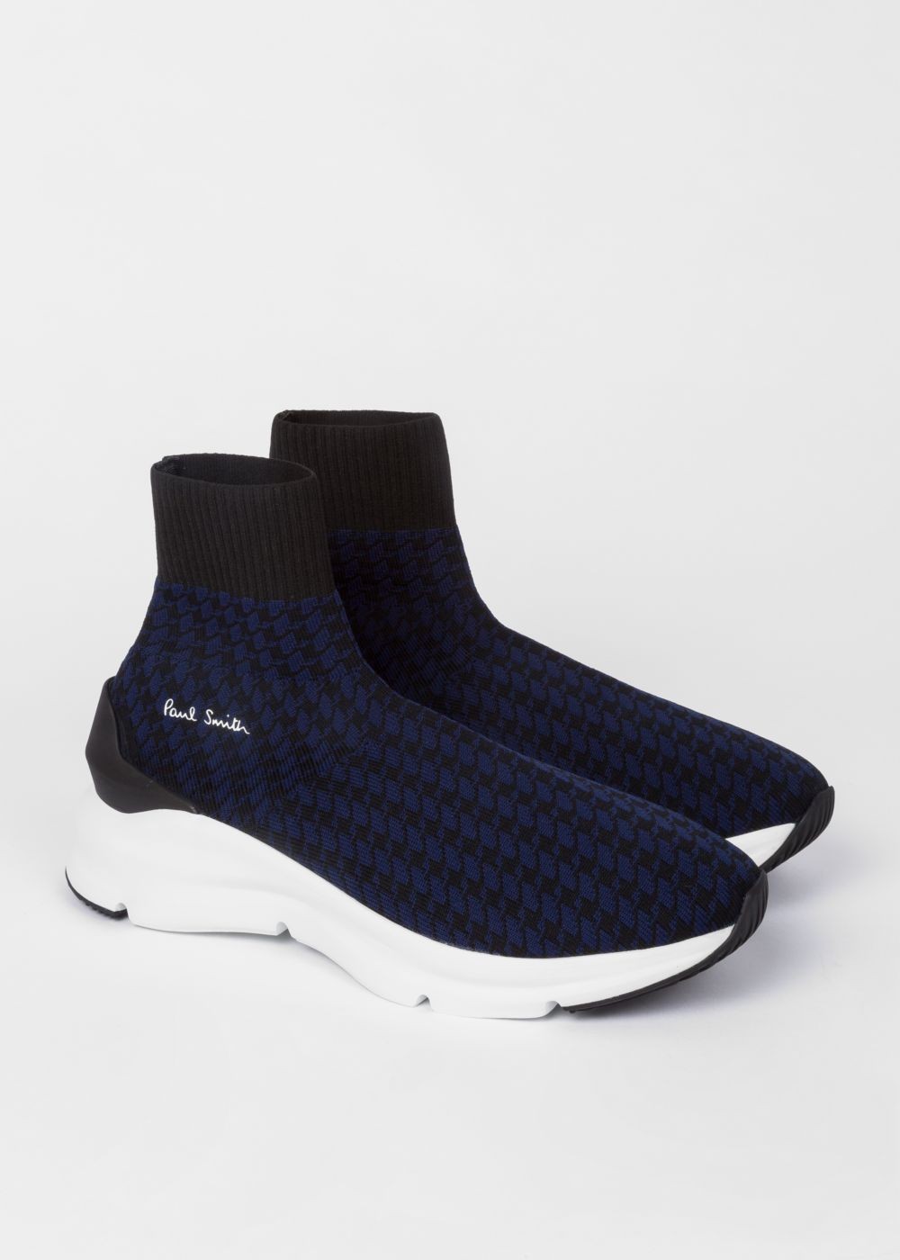 Paul Smith Mens's Blue And Black Check 'sweep' Sock Shoe
