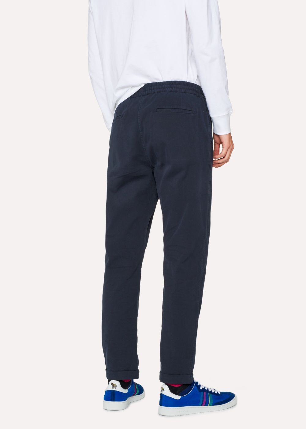 Paul Smith Men's Navy Cotton-Blend Drawstring Pants