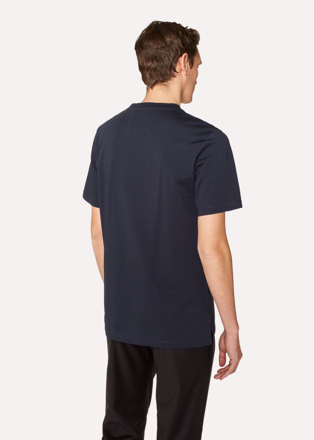 Paul Smith Men's Slim-Fit Navy Crew Neck Tee With Embroidered Paul Smith Signature