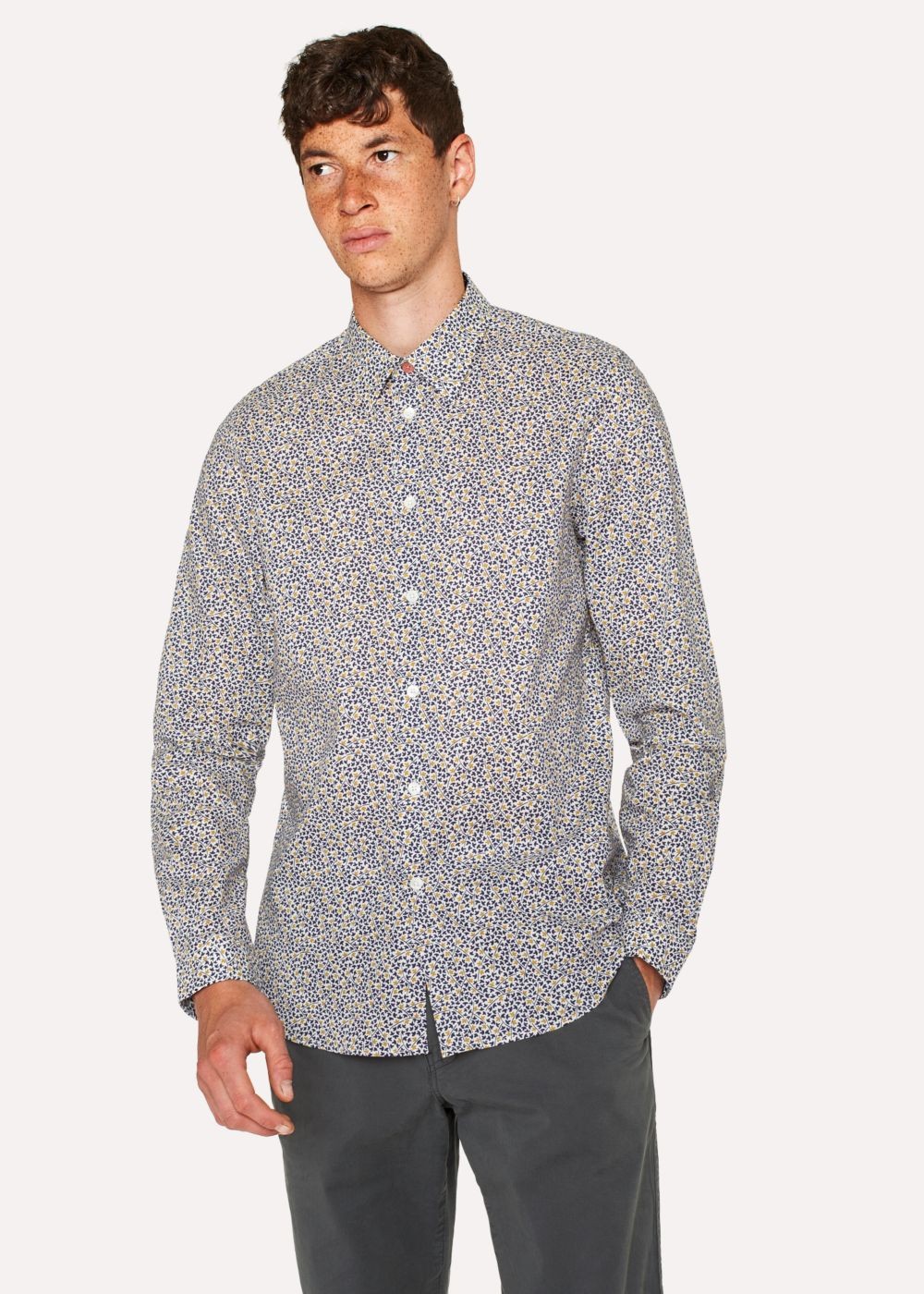 Paul Smith Men's Tailored-Fit Navy 'fig Leaf' Print Tshirt