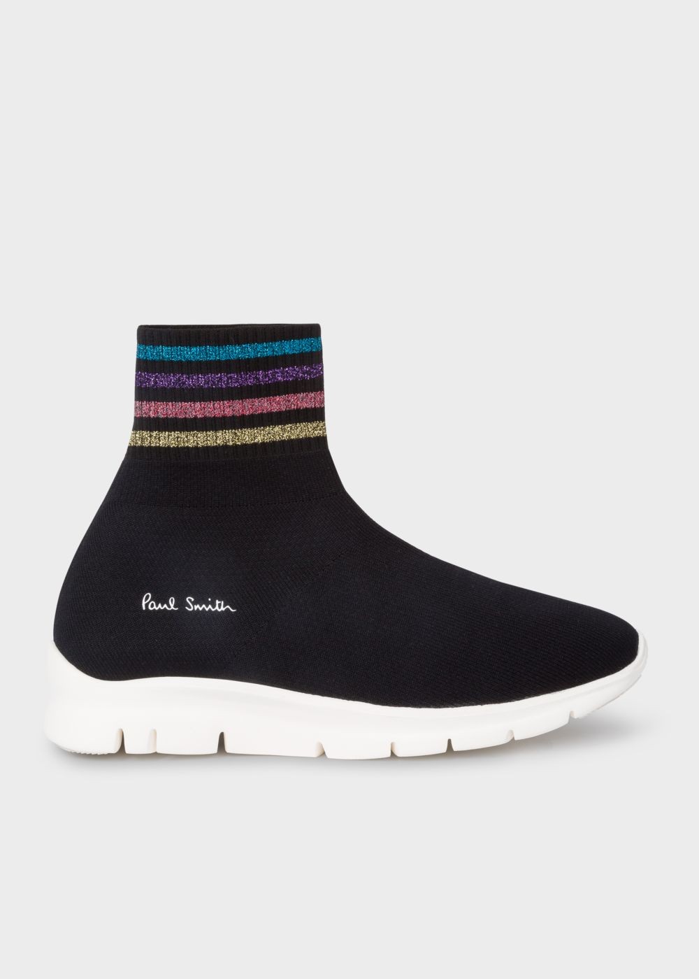 Paul Smith Lady's Black 'blaze' Sock Trainers With Glitter Stripe Details