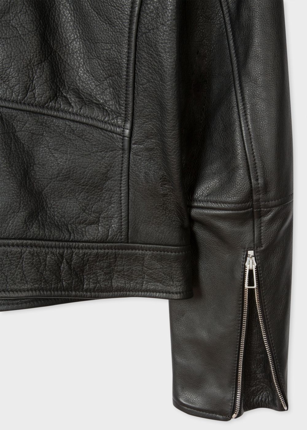 Paul Smith Men's Heavy Grained-Leather Asymmetric-Zip Biker Coats