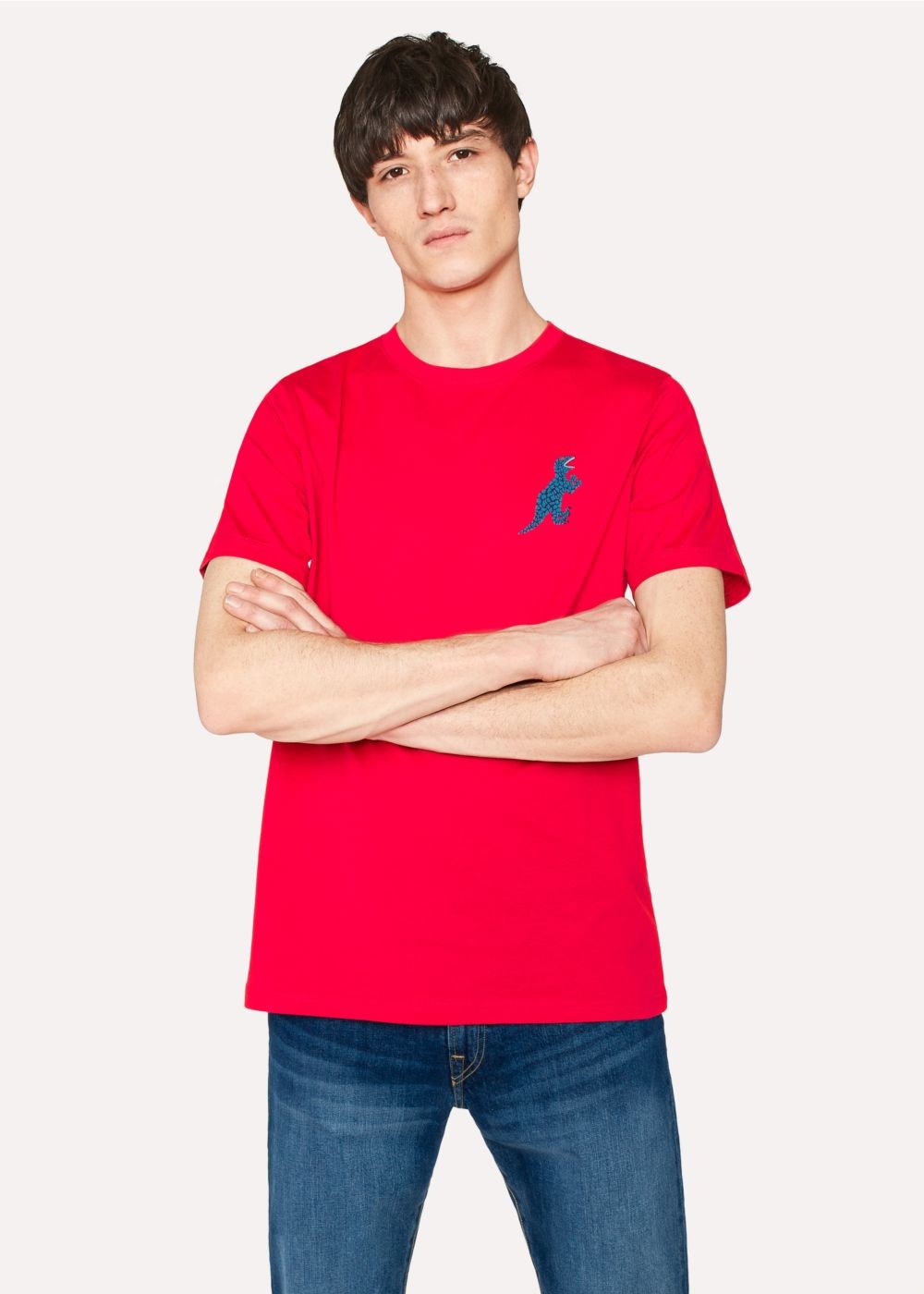 Paul Smith Men's Red 'dino' Print Organic-Cotton TShirts