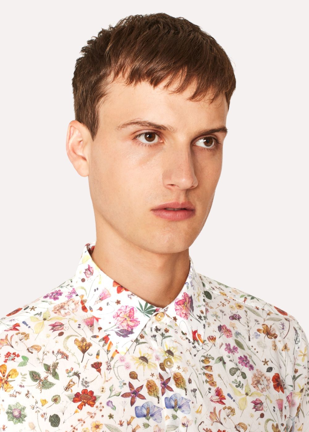 Paul Smith Men's Slim-Fit Cream Liberty Print T-Shirt With Contrast Details