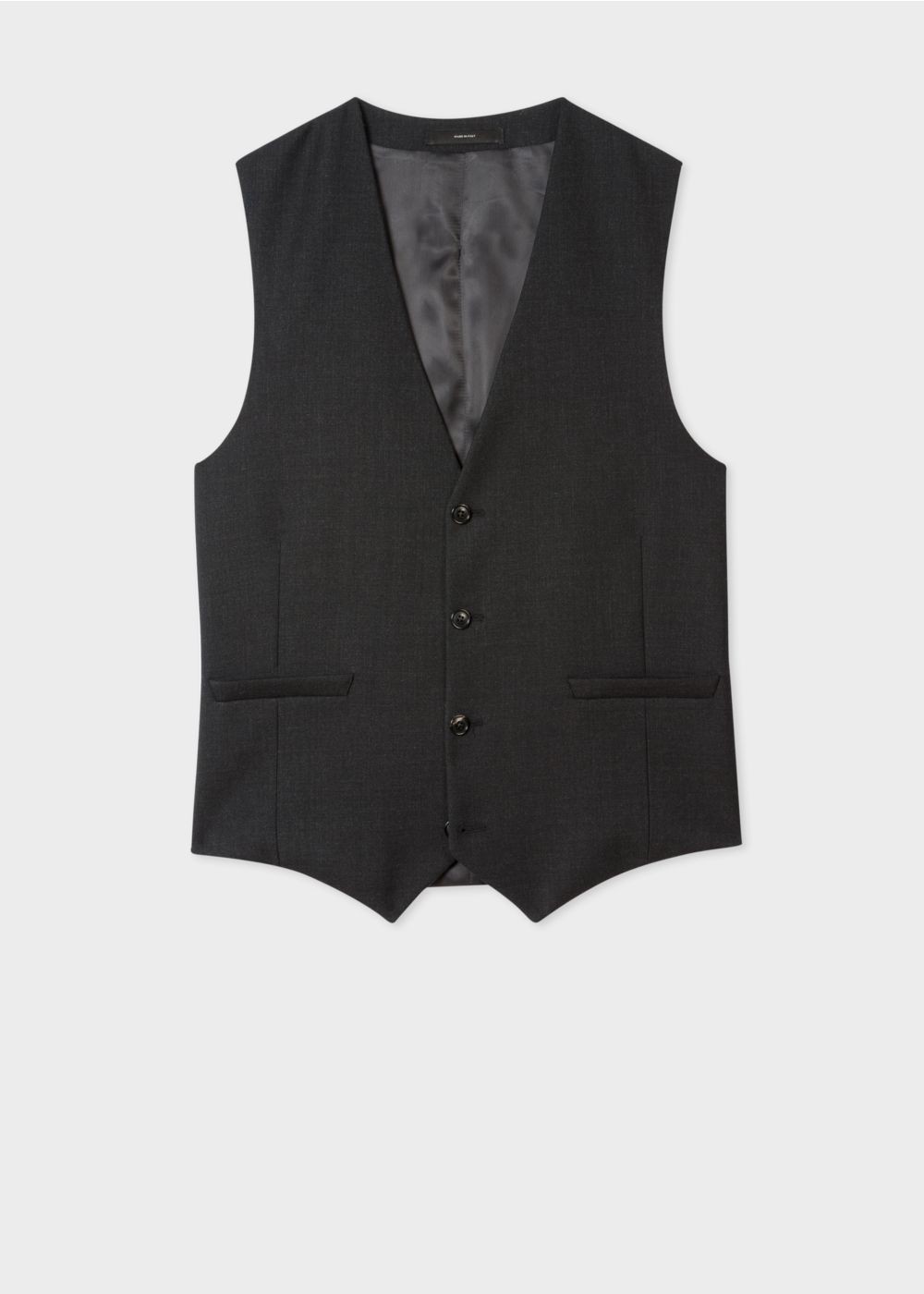 Paul Smith A Suit To Travel In - Mens's Tailored-Fit Charcoal Grey Wool Waistcoat