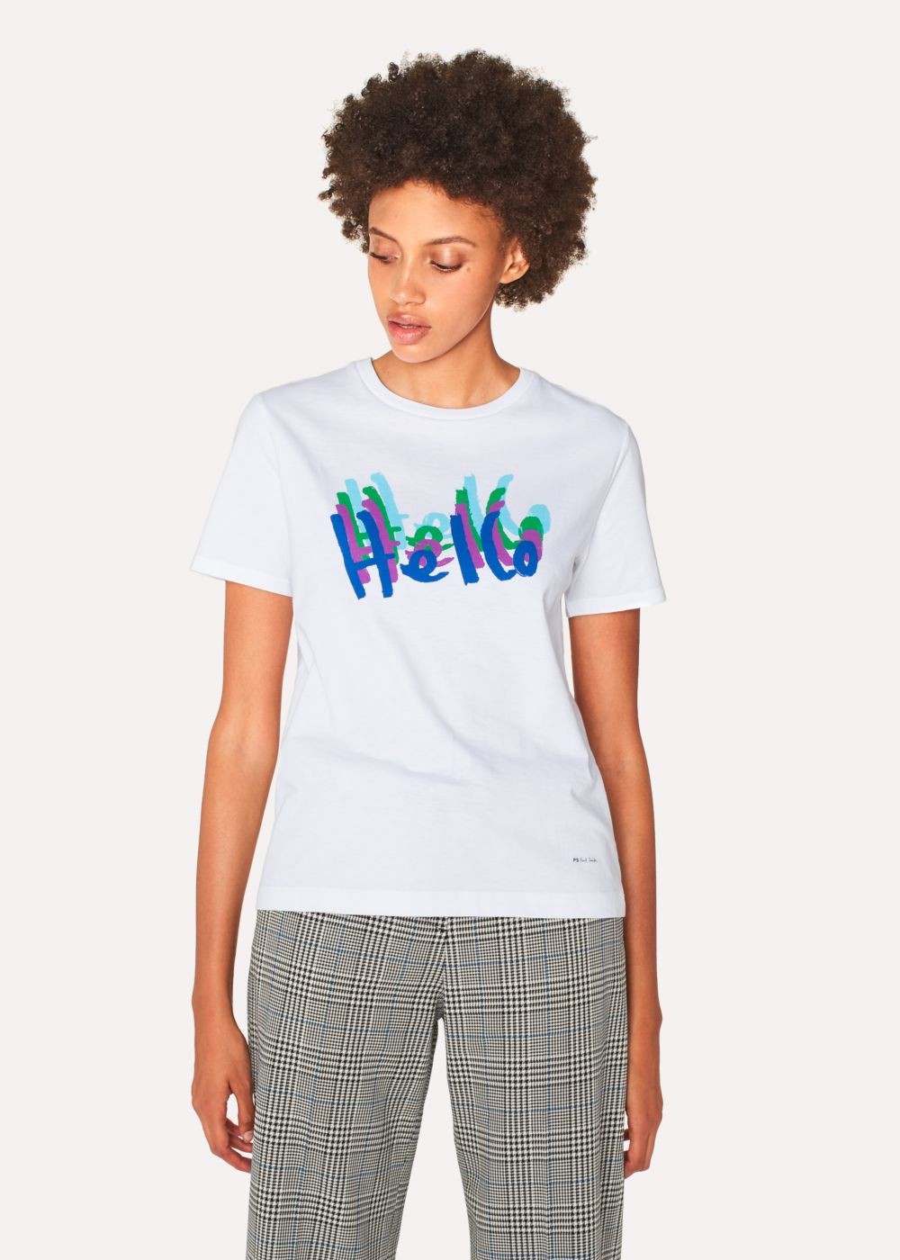 Paul Smith Lady's White 'hello' Print Tshirts