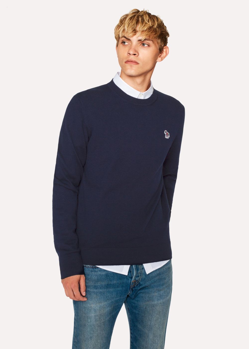 Paul Smith Men's Dark Navy Zebra Logo Cotton-Blend Sweater