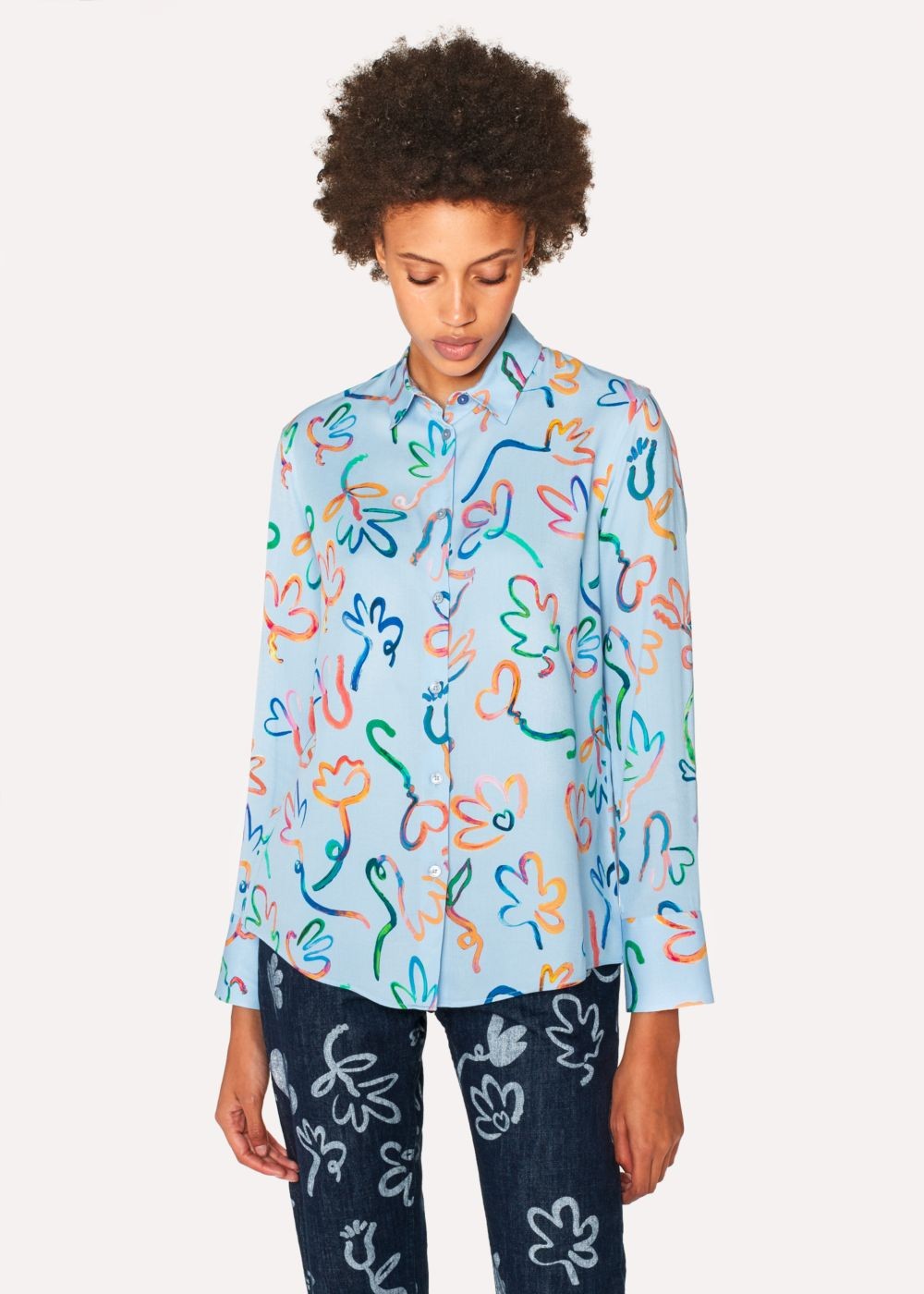 Paul Smith Lady's Light Blue 'acapulco' Print Shirts
