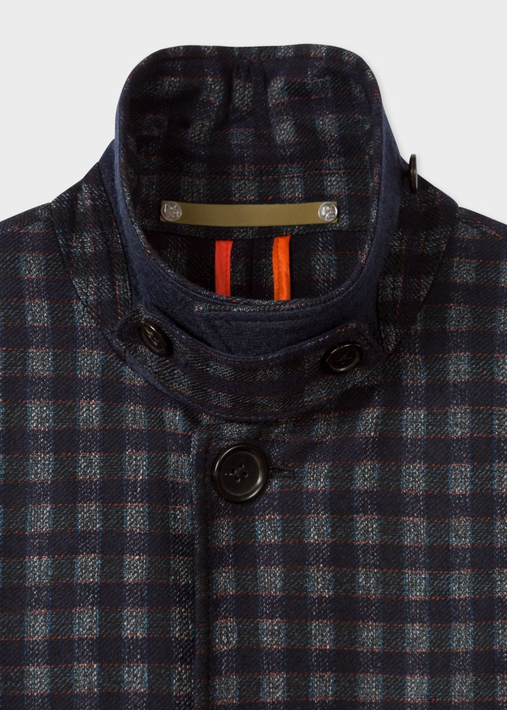 Paul Smith Men's Navy Check Wool-Blend Unlined Mac Clothing