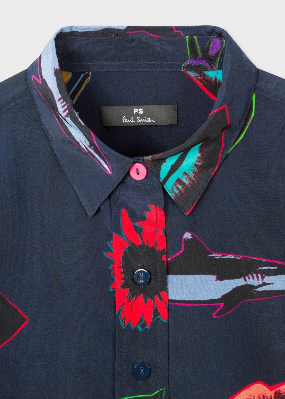 Paul Smith Women's Navy 'artful Lives' Print Silk Shirts Dress