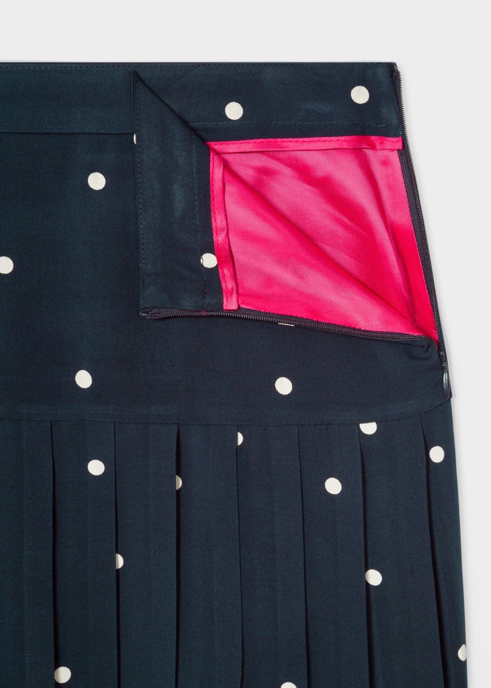 Paul Smith Lady's Navy Polka Dot Pleated Skirt