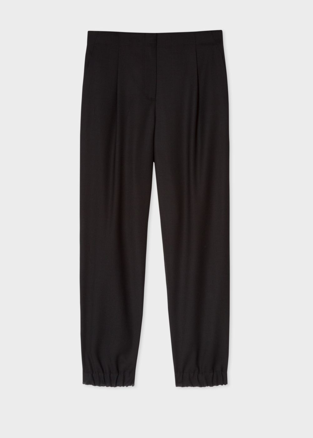 Paul Smith Women's Black Wool-Hopsack Trousers With Elasticated Cuffs Clothing