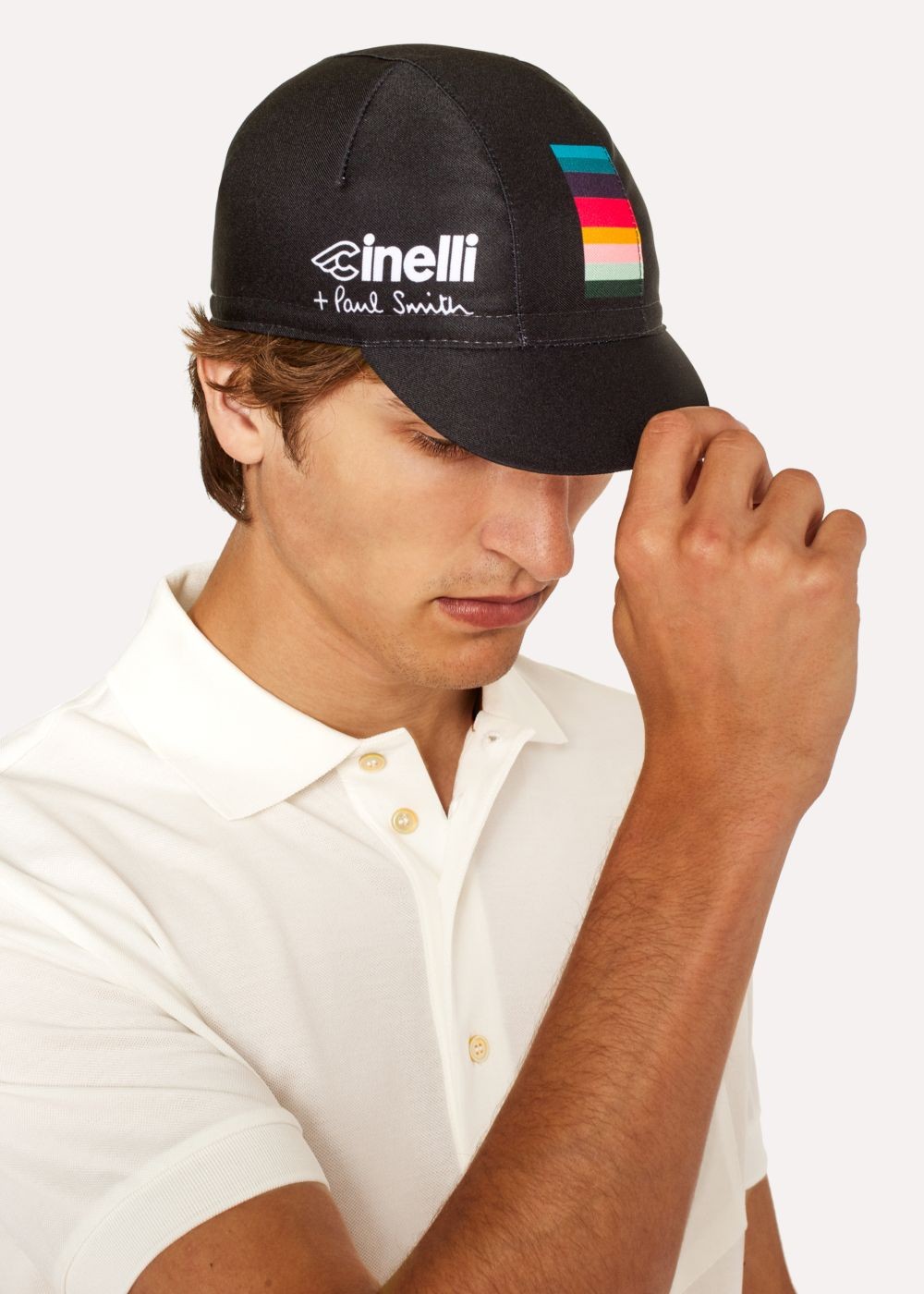 Paul Smith + Cinelli Black 'artist Stripe' Detail Cycling Cap Mens