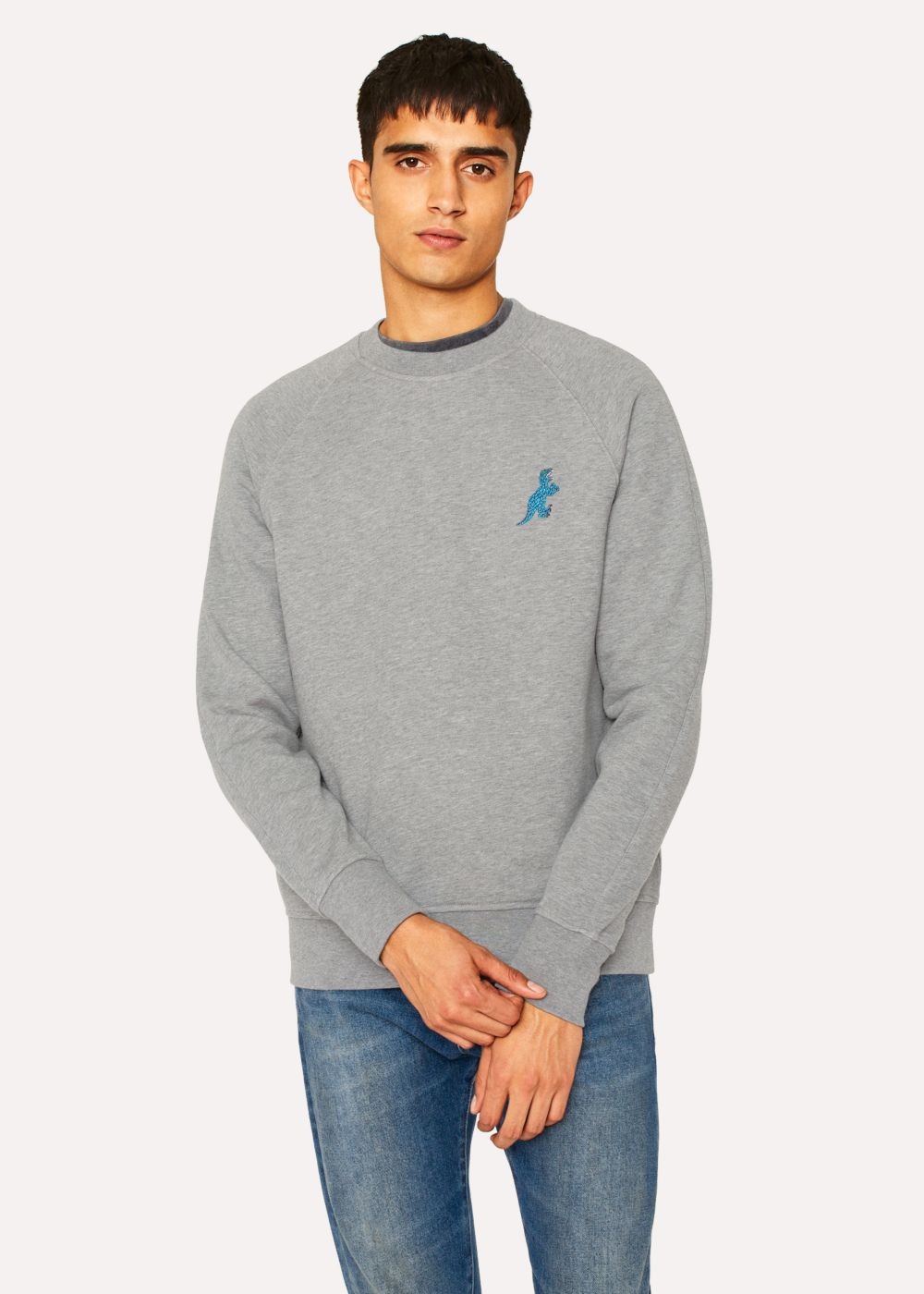 Paul Smith Men's Grey Cotton Embroidered 'dino' Sweatshirt