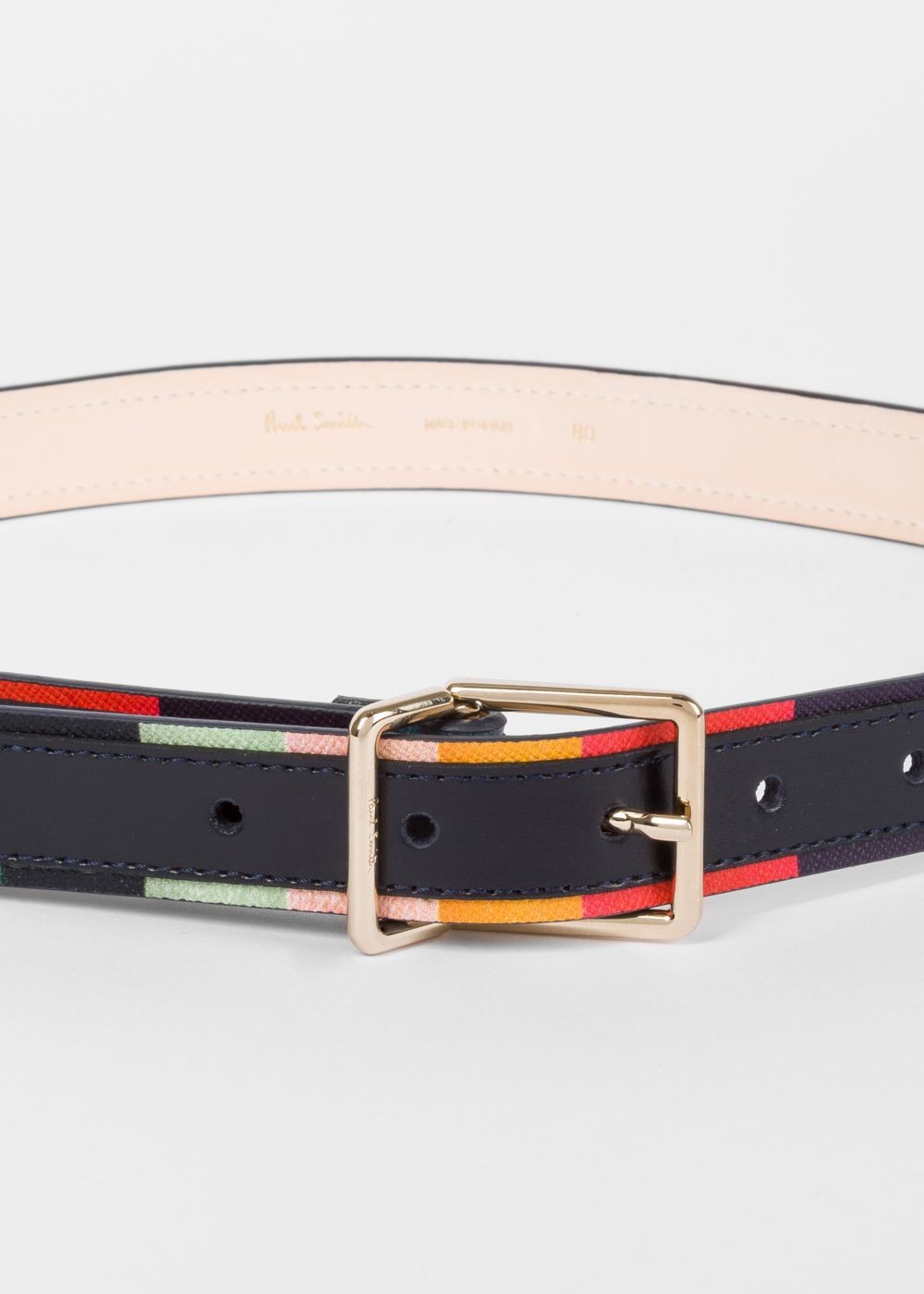 Paul Smith Womens's Navy 'artist Stripe' Edge Leather Belt