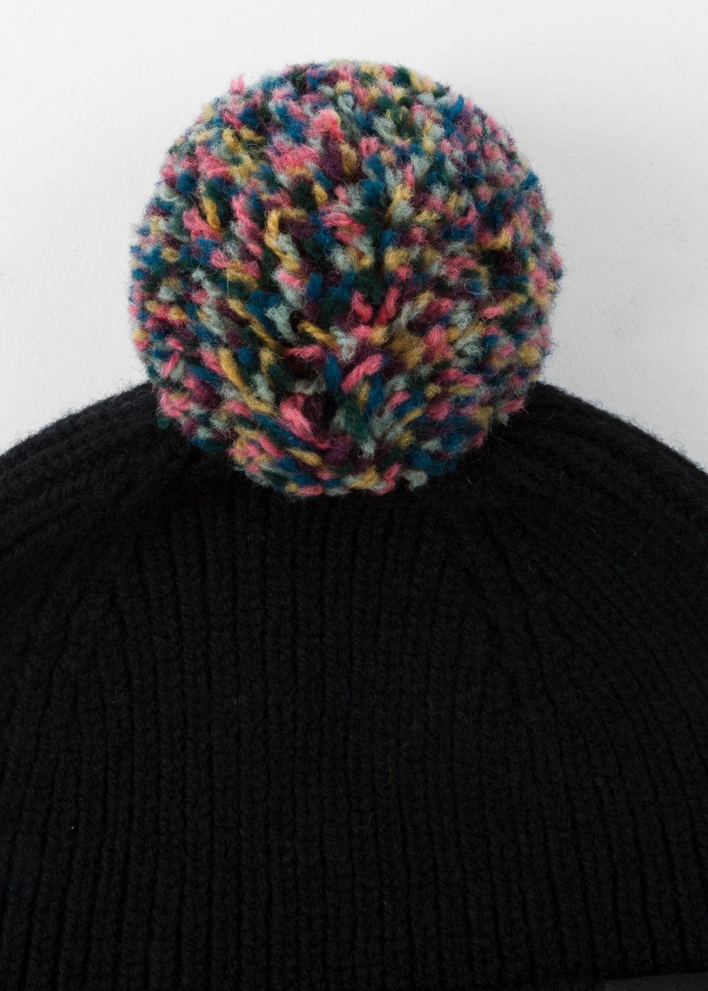 Paul Smith Men's Black Pom-Pom Wool Beanie Hats