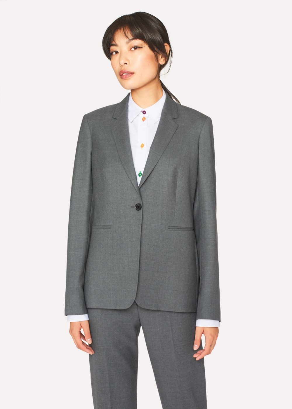 Paul Smith A Suit To Travel In - Women's Grey Marl One-Button Wool Suit
