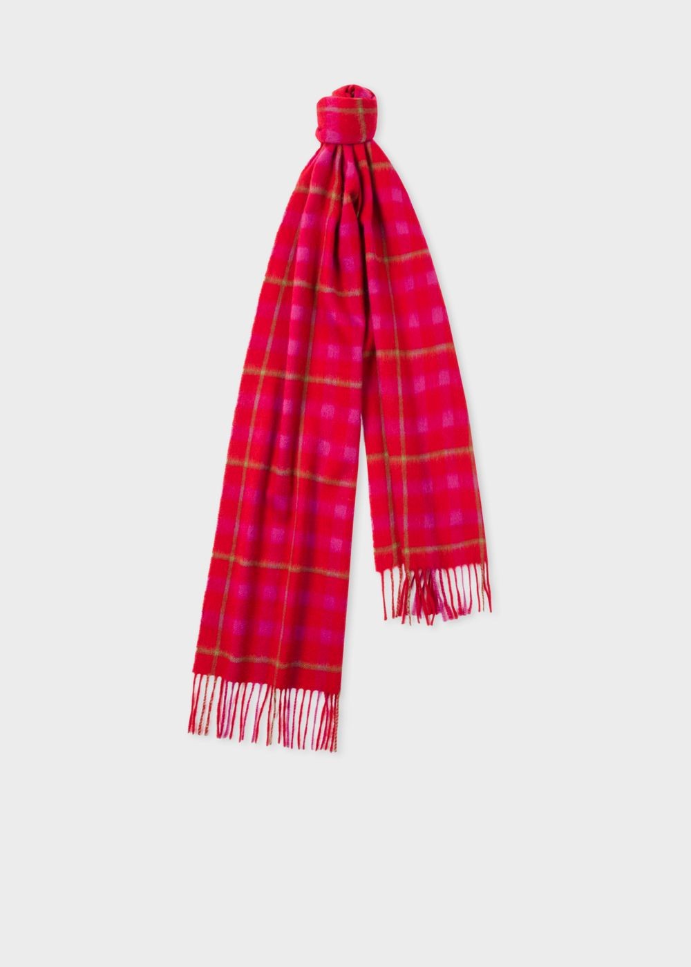 Paul Smith Women's Pink And Red Check Cashmere Scarf