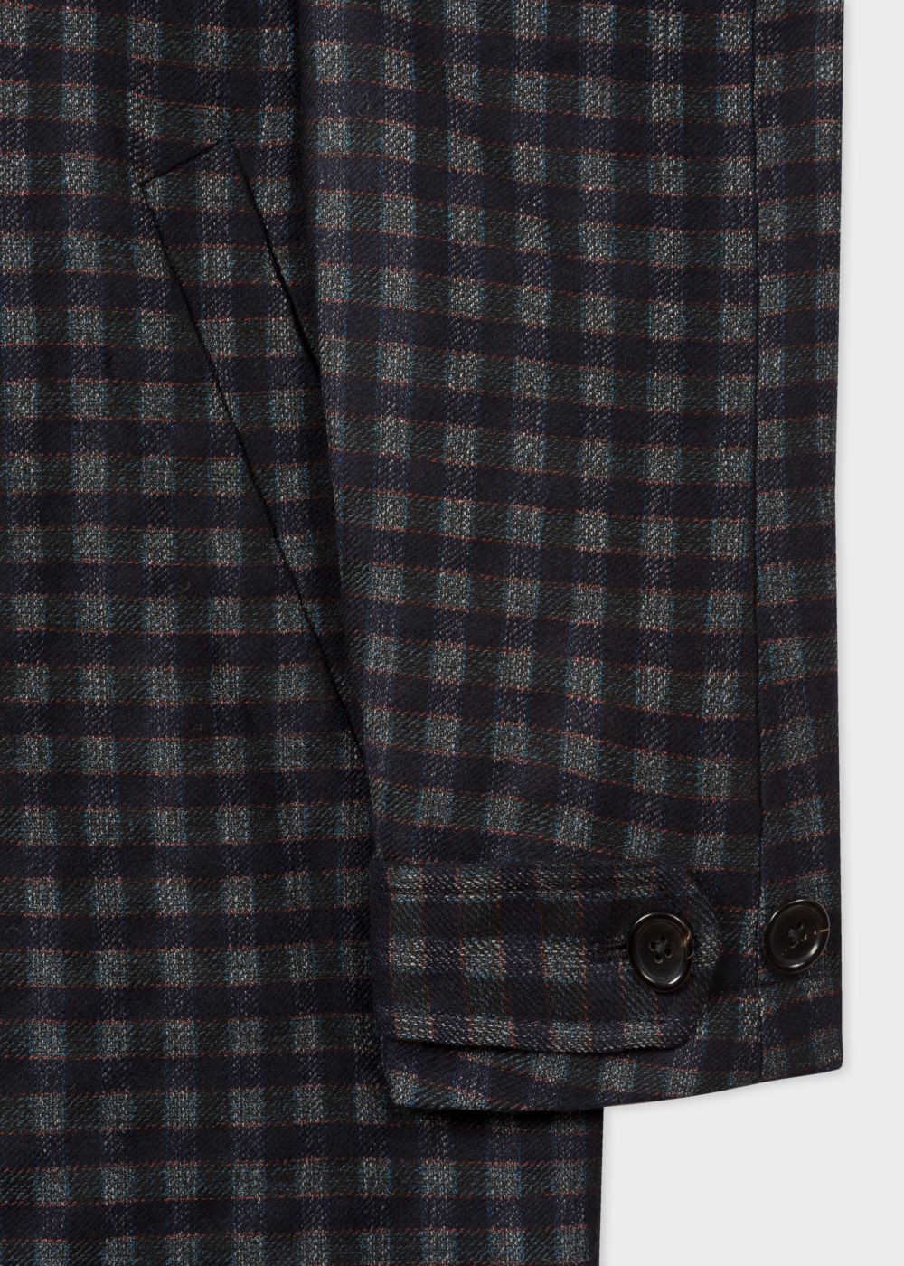 Paul Smith Men's Navy Check Wool-Blend Unlined Mac Clothing