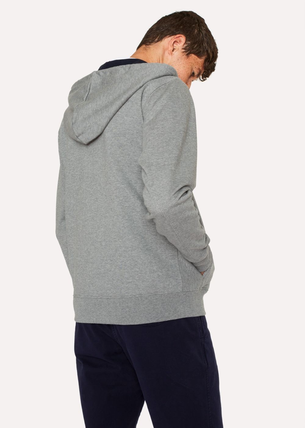 Paul Smith Men's Grey Organic-Cotton Zip-Front Zebra Logo Hoodie