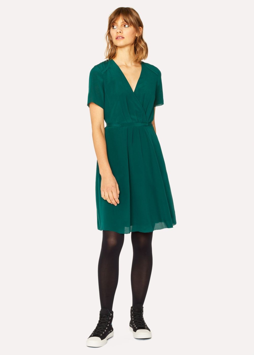 Paul Smith Women's Dark Green Wrap Silk Dress