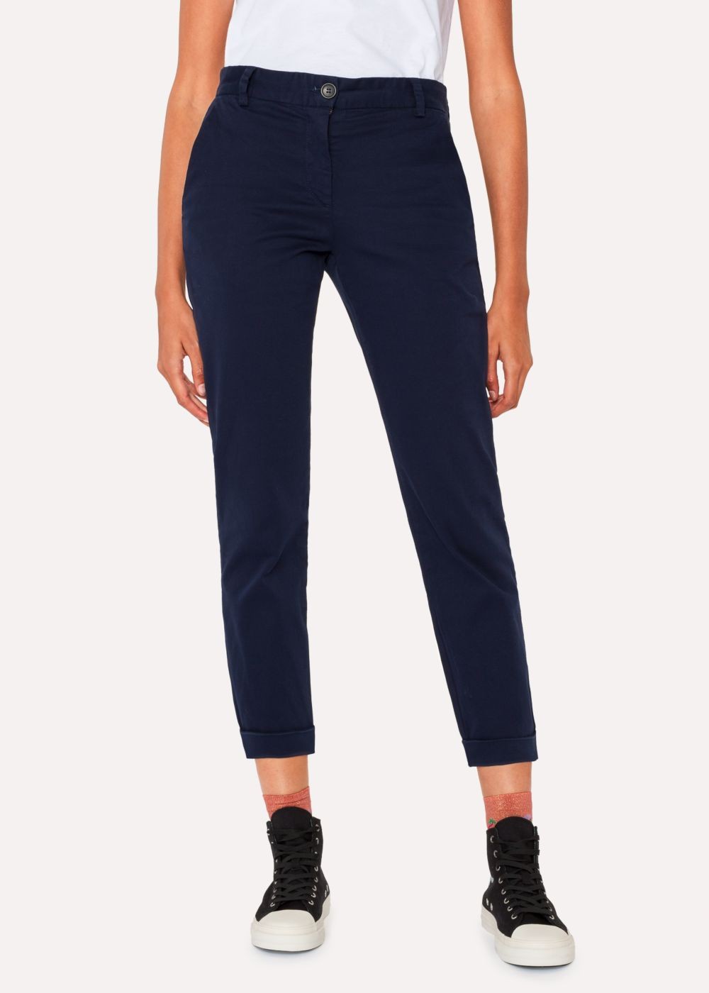 Paul Smith Womens's Navy Brushed Cotton-Stretch Chinos Clothing